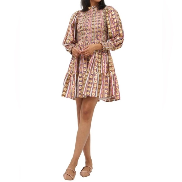 Oliphant Dresses & Skirts - Oliphant NEW Petal Smocked Flirty 3/4 Sleeve Smocked Floral Mini Dress Size S